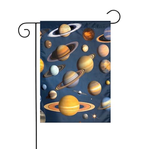 AEKGOHP Sonnensystem Planeten Drucke Garten Fahnenmast Outdoor Hofdekoration doppelseitig 30,5 x 45,7 cm von AEKGOHP