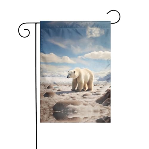 AEKGOHP Stehender Eisbär. Drucke Gartenflaggenmast Outdoor Hofdekoration doppelseitig 30,5 x 45,7 cm von AEKGOHP