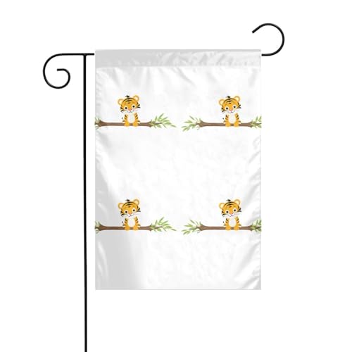 AEKGOHP Tiger klettert auf einen Baumstamm druckt Gartenflaggenmast Outdoor Hofdekoration doppelseitig 30,5 x 45,7 cm von AEKGOHP