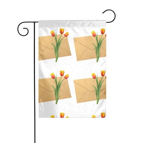 AEKGOHP Tulpen auf Umschlag druckt Gartenflaggenmast Outdoor Hofdekoration doppelseitig 30,5 x 45,7 cm von AEKGOHP