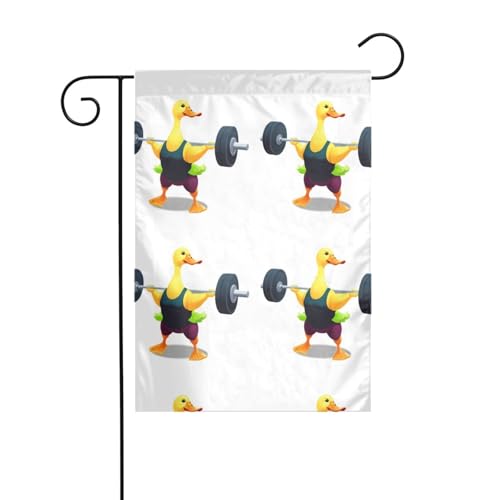 AEKGOHP Weightlifting Duck Prints Gartenflaggenmast Outdoor Hofdekoration doppelseitig 30,5 x 45,7 cm von AEKGOHP