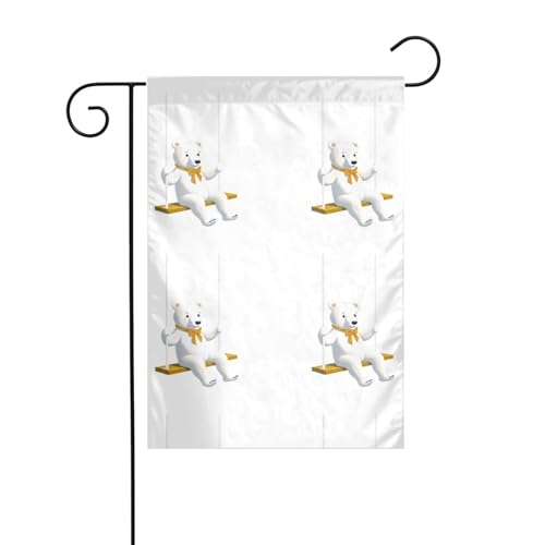AEKGOHP Weißer Bär auf der Schaukel druckt Gartenflaggenmast Outdoor Hofdekoration doppelseitig 30,5 x 45,7 cm von AEKGOHP