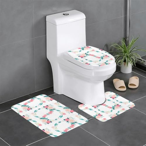 AEKGOHP Winding Sea of Flowers Prints Anti-Rutsch-Fußmatte dreiteiliges Set Badteppich rutschfest langlebig von AEKGOHP