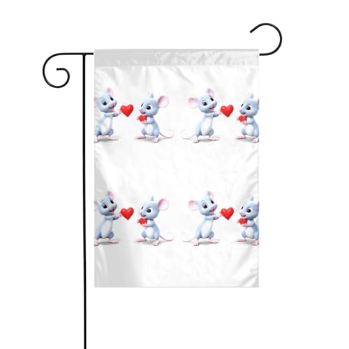 AEKGOHP Zwei kleine Mäuse halten Liebe Drucke Garten Fahnenmast Outdoor Hofdekoration doppelseitig 30,5 x 45,7 cm von AEKGOHP