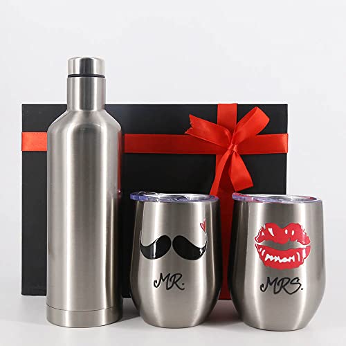 Geschenk Für Sie Ihn | Mr & Mrs Tasse + Thermoskanne | Edelstahl Originelles und Nützliches Premium-Set Geschenkbox Paare Liebe Geschenkset Frauen Männer Geburtstagsgeschenk Geschenkideen von AELITA