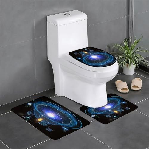 AELKSP Badezimmerteppich Set 3 Teilig,Galaxy-Hologramm-Schnittstelle,rutschfest Waschbar Badvorleger Set,Saugfähig Badematte Badteppich Set mit AELKSP Badezimmerteppich Set 3 Teilig,Galaxy-Hologramm-Schnittstelle,rutschfest Waschbar Badvorleger Set,Saugfähig Badematte Badteppich Set mit von AELKSP
