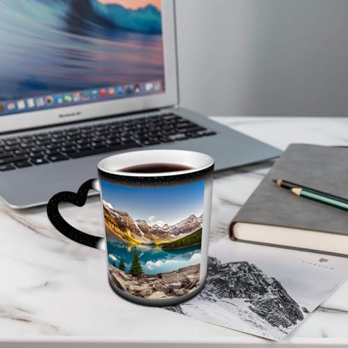 AELKSP Kaffeetassen – Farbwechseltasse, Magic Mug,Thermobeschichtung, 335ml, Keramik - Geschenkidee Männer, Frauen,Der Sonnenaufgang am Moraine Lake, kanadische Rocky Mountains AELKSP Kaffeetassen – Farbwechseltasse, Magic Mug,Thermobeschichtung, 335ml, Keramik - Geschenkidee Männer, Frauen,Der Sonnenaufgang am Moraine Lake, kanadische Rocky Mountains von AELKSP