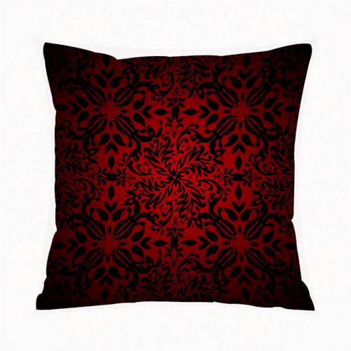 AELKSP Kissenbezug Kissenhülle Haus Dekorativ Für Jungen/Mädchen Wohnzimmer Schlafzimmer Sofa Stuhl Kissenbezüge,Rot und Schwarz, Stammes-Mandala, ethnisches orientalisches Design, Blumen un,40x40 cm von AELKSP