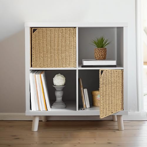 AELS Handgewebte Naturfaser-Türen für Würfelregale, 33 cm, Boho-Stroh-Regal, Abdeckung für Bücherregal und offenes Bücherregal, rustikale Bauernhaus-Heimdekoration, passend für IKEA Kallax-Regal, von AELS