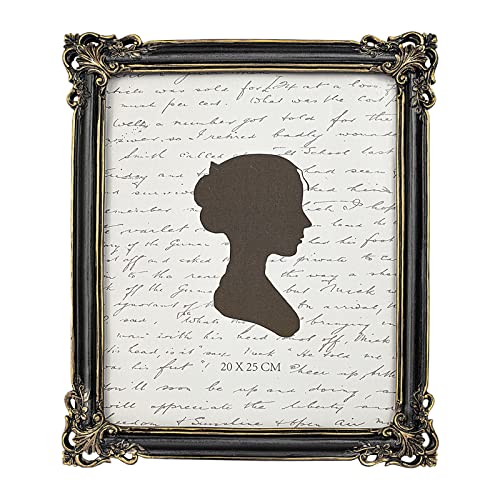 Vintage-Bilderrahmen, 20,3 x 25,4 cm, antiker Luxus-Bilderrahmen mit Glasfront, Foto-Display, Tisch-Wandbehang, Geschenkideen, Schwarz und Gold von AELS