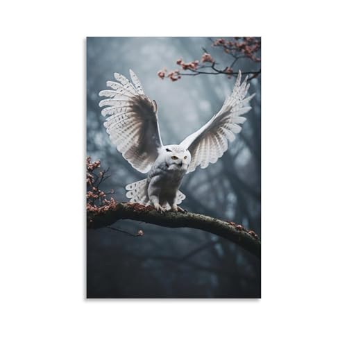 AEMYSKA Abstrakte Eule Wandkunst für Wohnzimmer, rustikale Waldpflanze, weiße natürliche Tiergemälde auf Leinwand, Wandkunst, Poster für Heimdekoration, Wanddekoration, 20 x 30 cm (B x L) AEMYSKA Abstrakte Eule Wandkunst für Wohnzimmer, rustikale Waldpflanze, weiße natürliche Tiergemälde auf Leinwand, Wandkunst, Poster für Heimdekoration, Wanddekoration, 20 x 30 cm (B x L) von AEMYSKA