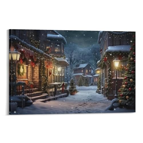 AEMYSKA Rustikale Landhaus-Schlafzimmerdekoration, Wandkunst, Weihnachten, Schneelandschaft, Leinwanddruck, gerahmtes Gemälde, Kunstwerk für Wohnzimmer, Büro, ungerahmtes Poster AEMYSKA Rustikale Landhaus-Schlafzimmerdekoration, Wandkunst, Weihnachten, Schneelandschaft, Leinwanddruck, gerahmtes Gemälde, Kunstwerk für Wohnzimmer, Büro, ungerahmtes Poster von AEMYSKA