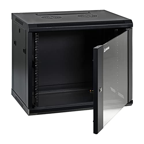 9U Professionelle Wandhalterung Netzwerk Server Schrank Gehäuse 48.3 cm Server Netzwerk Rack 16 Zoll Tiefschwarz (komplett montiert) von AEONS