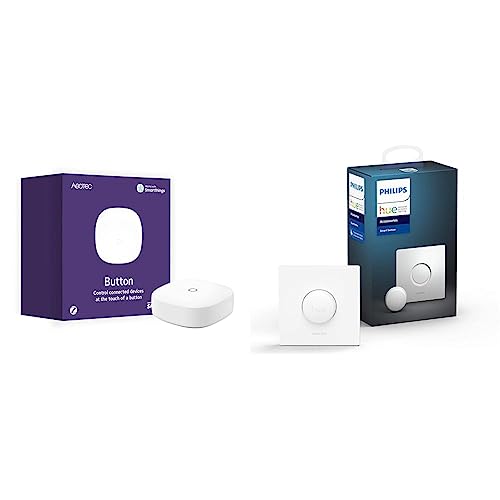 AEOTEC SmartThings Button Zigbee | Lichtschalter, Dimmer und Fernbedienung & Philips Hue Smart Button, komfortables Dimmen ohne Installation, Zubehör für Philips Hue, kabellose Anbringung von AEOTEC