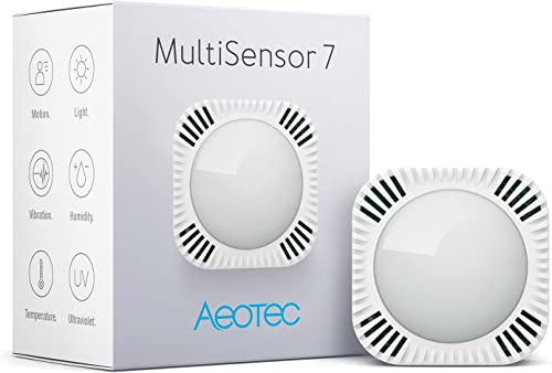 Aeotec Multi-Sensor 7 | Z-Wave Smart Home 6-in1 Sensor | Bewegungsmelder, Temperatur, Luftfeuchtigkeit, Helligkeit, UV-Index, Vibration | ZWA024-C von AEOTEC