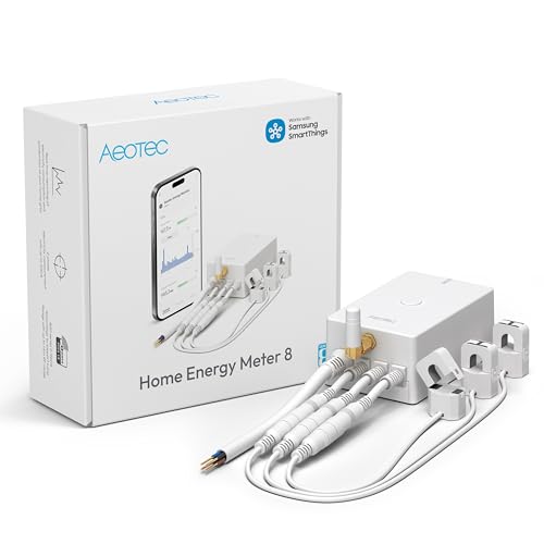 Aeotec Home Energy Meter 8 – Smarter Stromzähler – Echtzeitüberwachung von Verbrauch und Erzeugung – Z-Wave Long Range – 3x60A Stromklemmen – Unterstützt 3-Phasen-Strom – SmartThings – HomeAssistant von AEOTEC