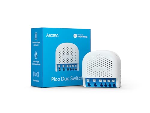 Aeotec Pico Duo Switch, Zigbee 3.0, Smartes UP Doppelrelais zum Schalten, 2x8A, Strommessung, Szenensteuerung, Repeater, Hub erforderl., Works with SmartThings, Homey, Alexa, HA, Designed in Germany von AEOTEC