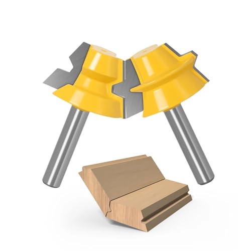 1/2 "Schaft Lock Gehrung 22,5 Grad Joint Router Bits Harte Legierung Holz 2 Stück Fräser Set Holzbearbeitung schneiden Werkzeug(Size:8mm shank) von AEPBTMQ