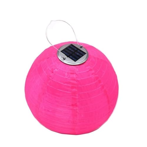 1pc Solar-LED-Licht Hof Laterne 30cm Bunte Runde Wasserdichte Hängende Lampe for Outdoor Garten Dekoration Laterne(Rose red) von AEPBTMQ