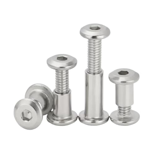 2-10pcs M3~M8 304 Stainless Steel Furniture Nut With Screw Flat Hex Splint Screw Nut Combination Album Butt Account Book Nail((OD5mm) M4X20 10pcs) von AEPOCV