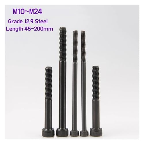 M10M12M14M16M18M20M22M24 Schwarz Grade 12,9 Stahl Verlängerte Sechskant Innensechskantschraube Teilgewinde Inbusschraube(70mm-1pcs,M22) von AEPOCV