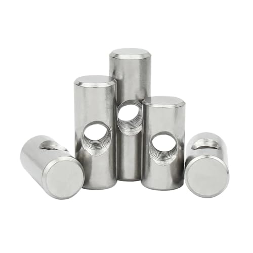 M4 M5 M6 Barrel Nut Bolts 304 Stainless Steel Cylindrical Pin Dowel Thread Cross Hole Hammer Embedded Nut For Wood Furniture(OD8 M5x10(4PCS)) von AEPOCV