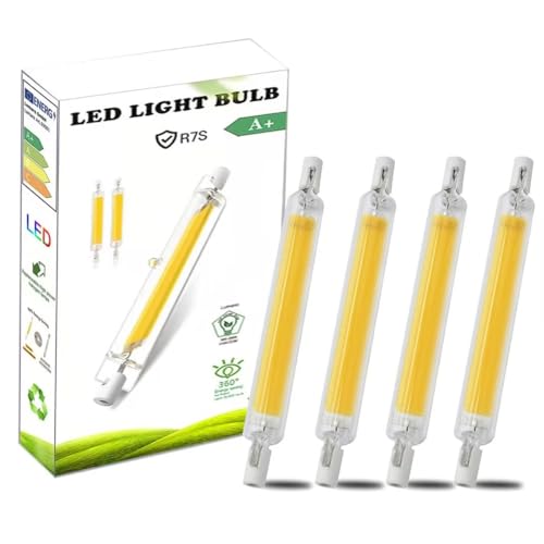 AEPOYU 20W R7S LED 118mm Dimmbar Lampe, R7S LED Birne Licht Warmweiß 3000K, 2000LM Double Ended COB Hightlight Glühbirnen, R7S LED 118mm Leuchtmittel, 360° Strahlbeleuchtung, 4er-Pack von AEPOYU