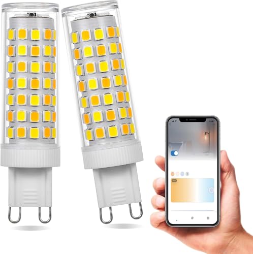 AEPOYU G9 LED Wi-Fi Glühbirne Dimmbar, Smart Warmweiß Natürliches Weiß, Kaltes Weiß LED Glühbirne, G9 7W Lampen äquivalent 40W Halogenglühbirne, 500LM AC220-240V Birnen 2er von AEPOYU