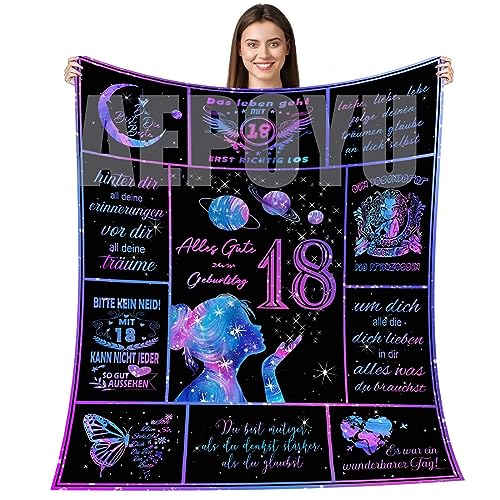 AEPOYU Geburtstagsdecke personalisierte Geburtstagsgeschenke Geburtstagsgeschenkidee Flanell Fleece Plüschdecke Geschenke zum 18 Geburtstag,18.Geburtstag Dekorationen, 140x180cm von AEPOYU