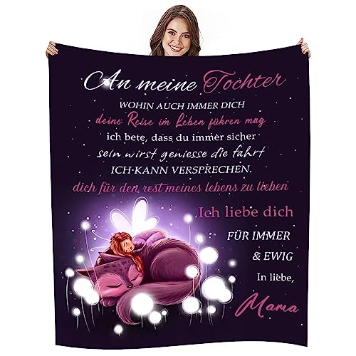 AEPOYU Kuscheldecke Flauschige Personalisierte An Meine Tochter Briefdecke von Mama, Flanelldecke Geschenke Positive Ermutigung und Liebe Tochter, Decke GeschenkeAn Meine Tochter 150 x 200 cm von AEPOYU