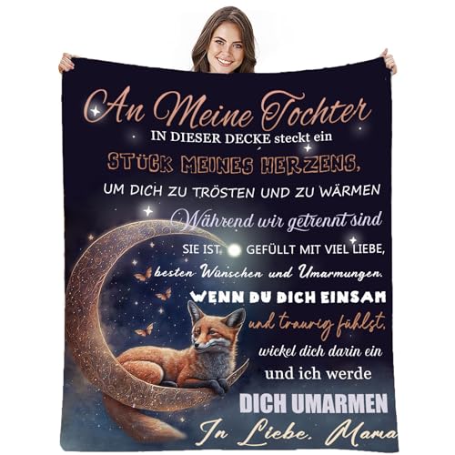 AEPOYU Kuscheldecke Flauschige Personalisierte An Meine Tochter Briefdecke von Mama, Flanelldecke Geschenke Positive Ermutigung und Liebe Tochter, Decke GeschenkeAn Meine Tochter 150 x 220 cm von AEPOYU