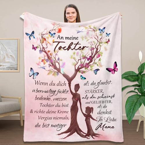 AEPOYU Kuscheldecke Flauschige Personalisierte An Meine Tochter Briefdecke von Mama, Flanelldecke Geschenke Positive Ermutigung und Liebe Tochter, Decke Geschenke Für An Meine Tochter 150 x 220 cm von AEPOYU