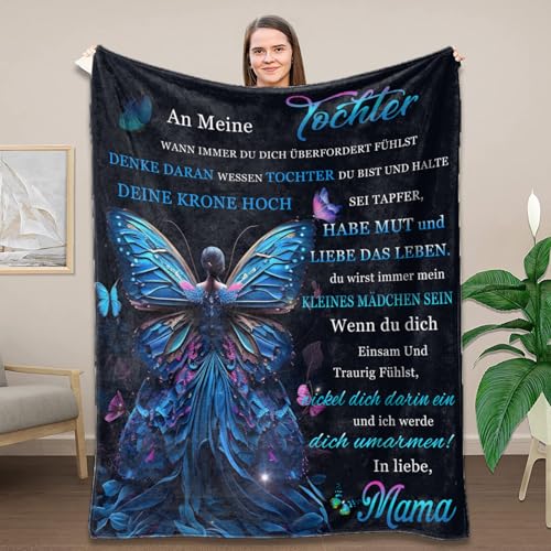 AEPOYU Kuscheldecke Flauschige Personalisierte An Meine Tochter Briefdecke von Mama, Flanelldecke Geschenke Positive Ermutigung und Liebe Tochter, Decke GeschenkeAn Meine Tochter 150 x 220 cm von AEPOYU