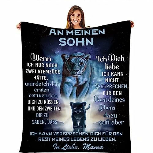 AEPOYU Kuscheldecke Flauschige Personalisierte Super Weiche Decke für Sohn, Mutter Sohn Decke Flanell Decke mit Spruch Deutsch, Positiv Ermutigen Wohndecke für Tv-Decken Geschenk (150x200cm) von AEPOYU