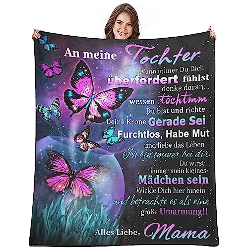 AEPOYU Personalisierte Kuscheldecke Geschenke,Decke An Meine Tochter Deutsch,Mutter zu Tochter Briefdecke,Positive Ermutigung und Liebe Tochter Flanelldecke, 150 x 200cm von AEPOYU