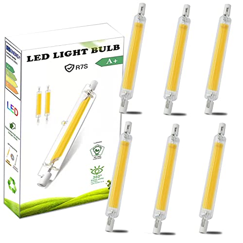 AEPOYU R7S LED 78mm Dimmbar Lampen, 5W R7S LED 78mm Glühbirne Ersatz 50W Halogen Leuchtmittel, R7S LED Birne Warmweiß 3000K 500LM, COB LED Stablampe 360 Grad Licht, AC 220-240V, 6er-Pack von AEPOYU