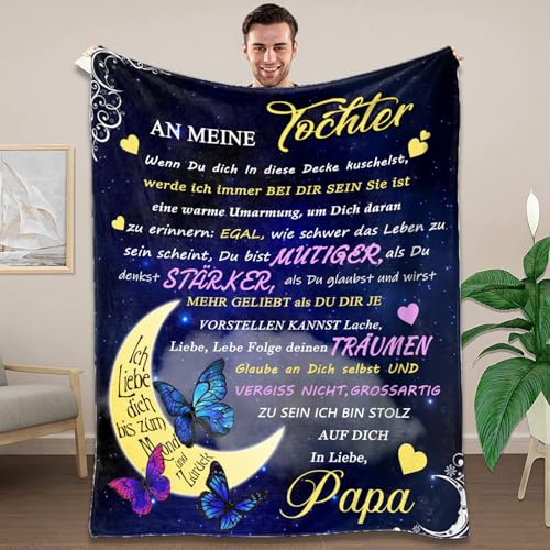 Kuscheldecke Personalisierte Decke An Meine Tochter Decke Von Papa Flanell Briefdecke Positiv Ermutigen Nachricht Brief Decke Tv-Decken Geschenk Geburtstag Weiche Fleecedecke Sofa Reisen 130x150 cm von AEPOYU