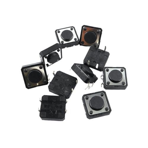 10 Stück/Charge 12 x 12 x 4,5 mm Druckschalter Kupfer 4-poliger 4-poliger gerader Stecker 12 x 12 x 4,5 kleiner Schalter(Black) von AEPQBGQJ