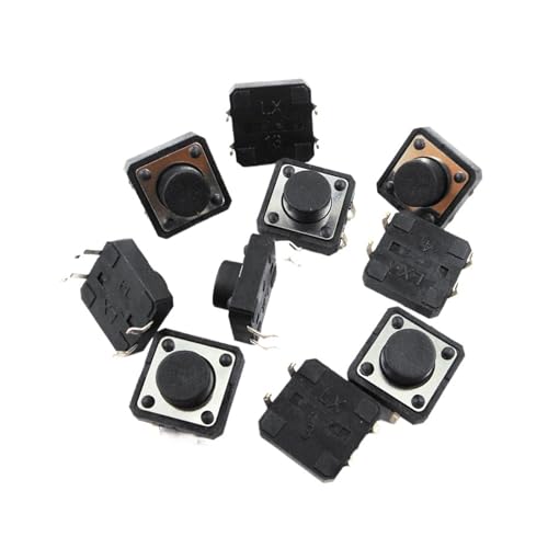 10 Stück/Charge 12 x 12 x 6,5 mm Kupferstift 4-poliger Mikroknopfschalter 12 x 12 x 6,5 Edelstahl-Federknopfschalter(Black) von AEPQBGQJ