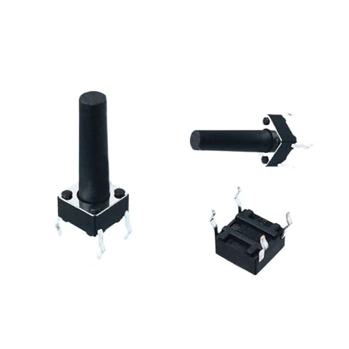 10 Stück/Los 6 x 6 mm Höhe 16 mm – 29 mm Kupferstift Mikroknopf-Berührungsschalter 4-poliger kleiner elektrischer Schalter(6x16 Black) von AEPQBGQJ