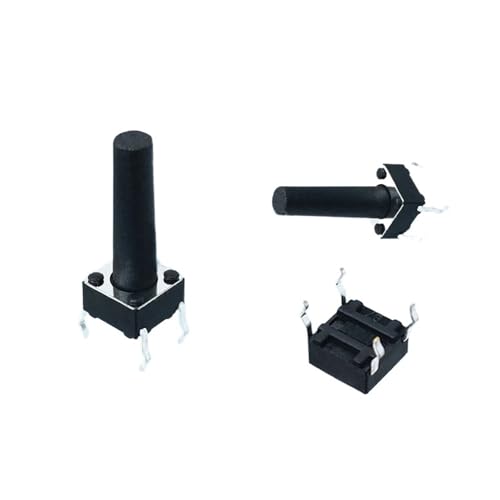 10 Stück/Los 6 x 6 mm Höhe 16 mm – 29 mm Kupferstift Mikroknopf-Berührungsschalter 4-poliger kleiner elektrischer Schalter(6x16.5 Black) von AEPQBGQJ