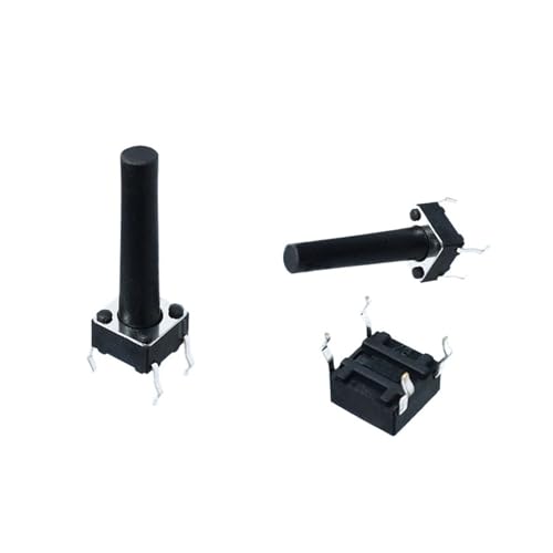 10 Stück/Los 6 x 6 mm Höhe 16 mm – 29 mm Kupferstift Mikroknopf-Berührungsschalter 4-poliger kleiner elektrischer Schalter(6x18 Black) von AEPQBGQJ