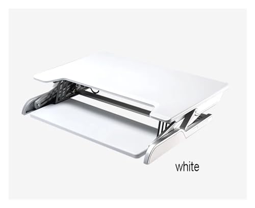 AEPQBGQJ ID-36 Höhenverstellbarer Sitz-Steh-Schreibtischlift, faltbarer Laptop-Schreibtisch-Monitorständer mit Tastaturablage(WHITE) von AEPQBGQJ
