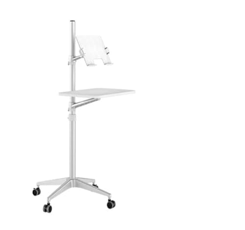 AEPQBGQJ UT-2 Ergonomischer, voll beweglicher 2-in-1-Laptop-Bodenständer, Monitor- und Tastaturständer, höhenverstellbar, mobiler Laptop-Schreibtisch, Heimbüro(Silver) von AEPQBGQJ