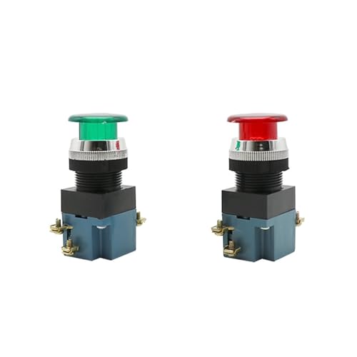 LA19 EIN-AUS-Pilzknopfschalter 380 V elektrischer Industrieschalter 4 Schrauben mit grüner und roter Lichtanzeige LA19-11J(Red) von AEPQBGQJ