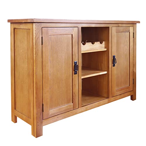 AERATI Oak Wine 2 Door Sideboards Rustic Wine Rack Cabinets 3 Racks 7 Shelves 44" Buffet von AERATI