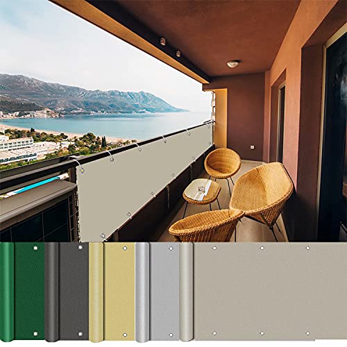 AEREY Balkon Sichtschutz 60x450cm, Balkonverkleidung, Wind- und UV-Schutz Blickdichte Balkonumspannung für Gartenzaun Balkonzaun - Taupe von AEREY