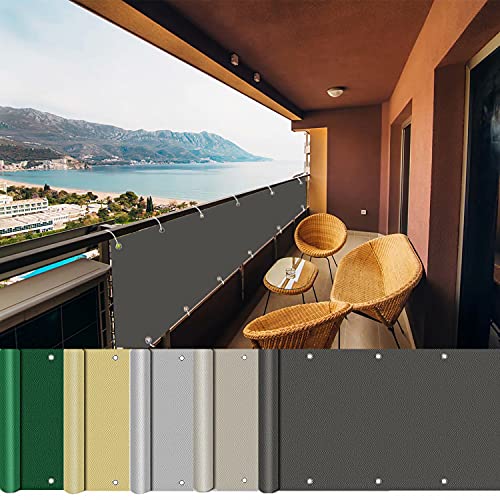 AEREY Balkon Sichtschutz 80x550cm, Terrassen Sichtschutz, Wind- und UV-Schutz BalkonSichtschutz SeitenSichtschutz für Garten Swimming Pool - Anthrazit von AEREY