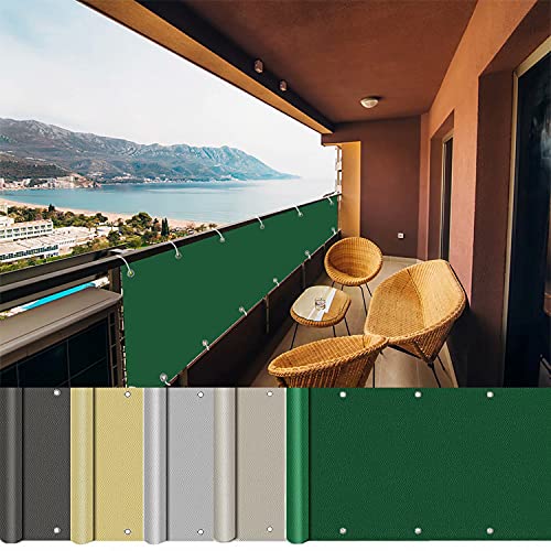 AEREY Balkon Sichtschutz 90x600cm, Balkonumspannung, in div Größen & Farben Balkonverkleidung Sichtschutz meterware für den Gartenzaun - Dunkelgrün von AEREY