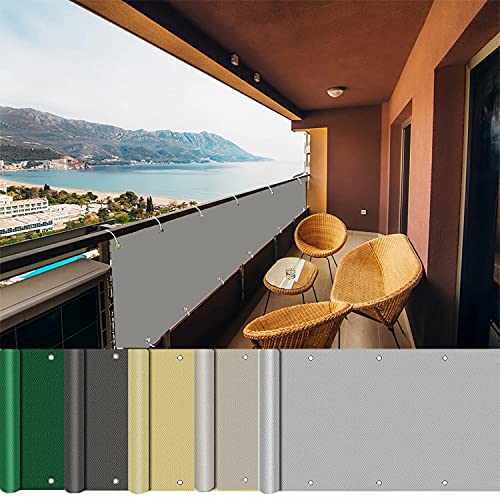AEREY Balkonabdeckung 80x650cm, Balkumrandung, in div Größen & Farben Zaunblende für Balkon und Terrasse für den Gartenzaun - Hellgrau von AEREY